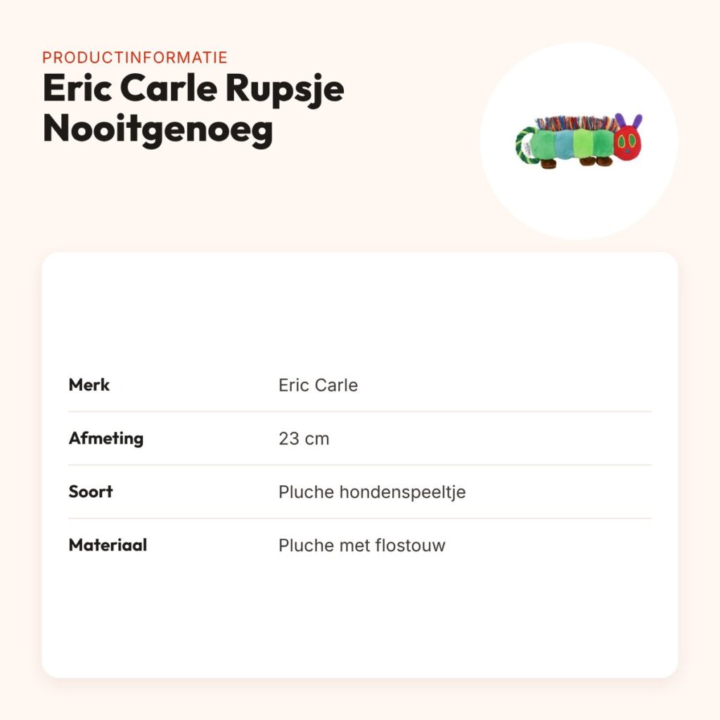 Eric Carle hondenspeeltje Rupsje Nooitgenoeg 23 cm – trek- en flostouw – productinformatie