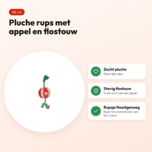 Eric Carle hondenspeeltje Rupsje Nooitgenoeg appel 38 cm – flostouw – voordelen