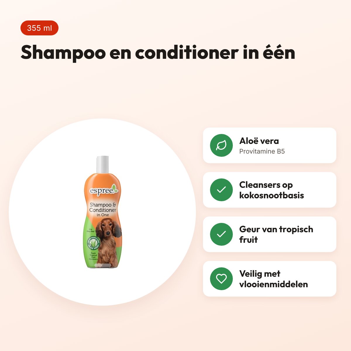 Espree hondenshampoo 2-in-1 shampoo en conditioner 355 ml – aloë vera – voordelen