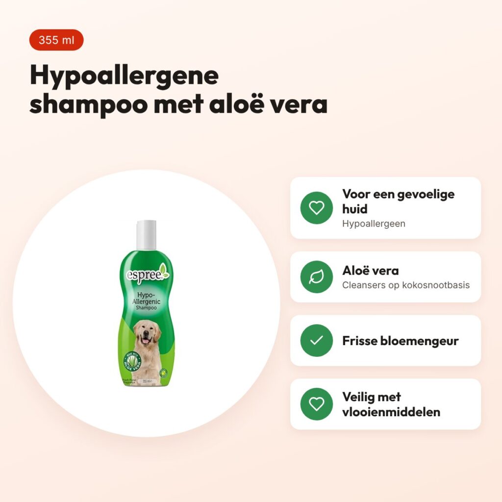 Espree hondenshampoo hypoallergeen 355 ml – gevoelige huid, aloë vera – voordelen