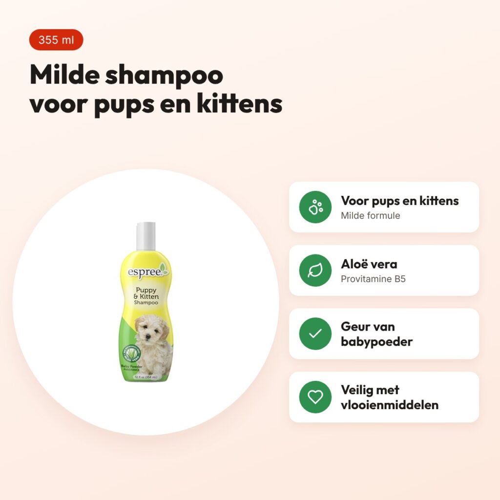 Espree shampoo puppy en kitten 355 ml – milde formule, aloë vera – voordelen
