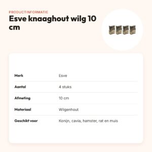 Esve knaaghout wilg 10 cm – natuurlijk knaagspeelgoed, multipack 4 stuks – productinformatie