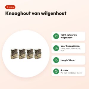 Esve knaaghout wilg 10 cm – natuurlijk knaagspeelgoed, multipack 4 stuks – voordelen