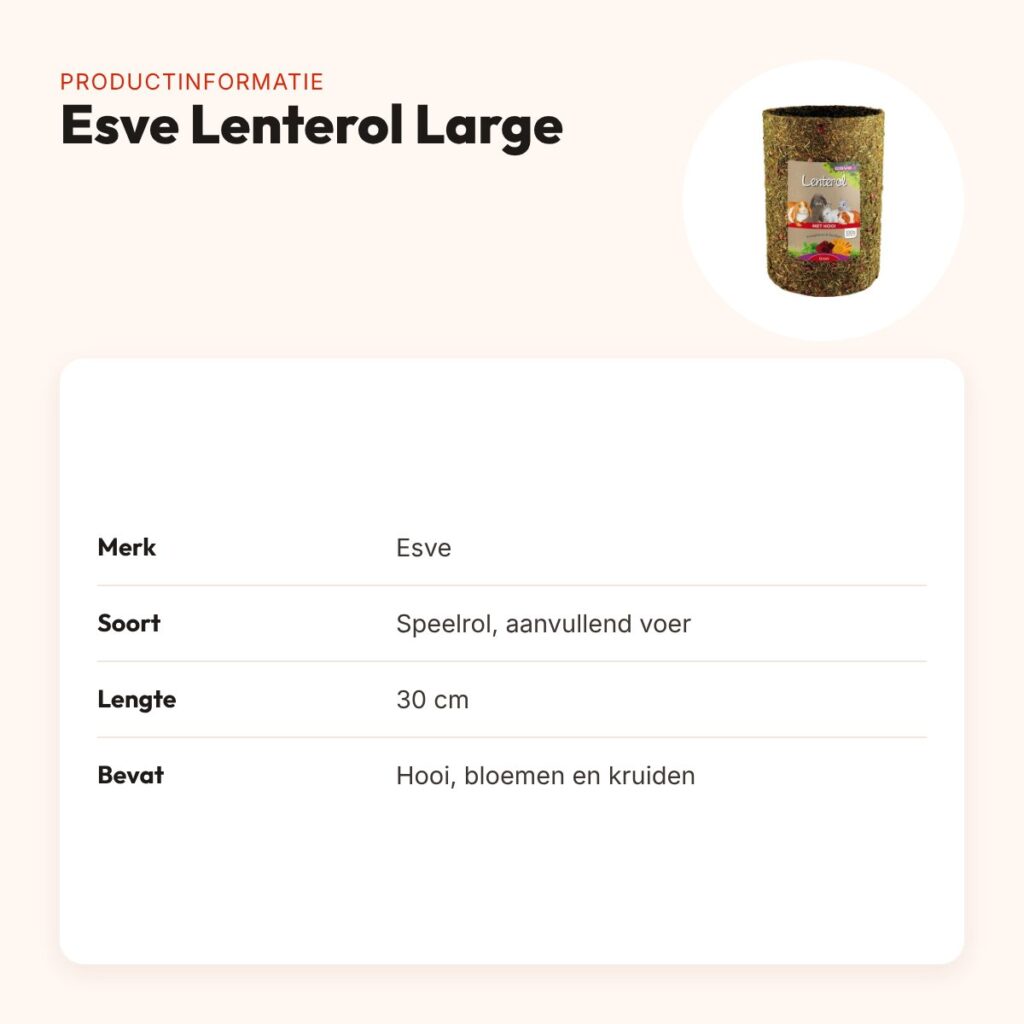 Esve Lenterol Large 30 cm – speelrol met hooi, bloemen en kruiden – productinformatie