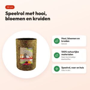 Esve Lenterol Large 30 cm – speelrol met hooi, bloemen en kruiden – voordelen