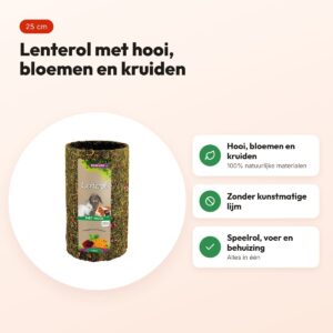 ESVE Lenterol medium 25 cm – speelrol met hooi, bloemen en kruiden – voordelen