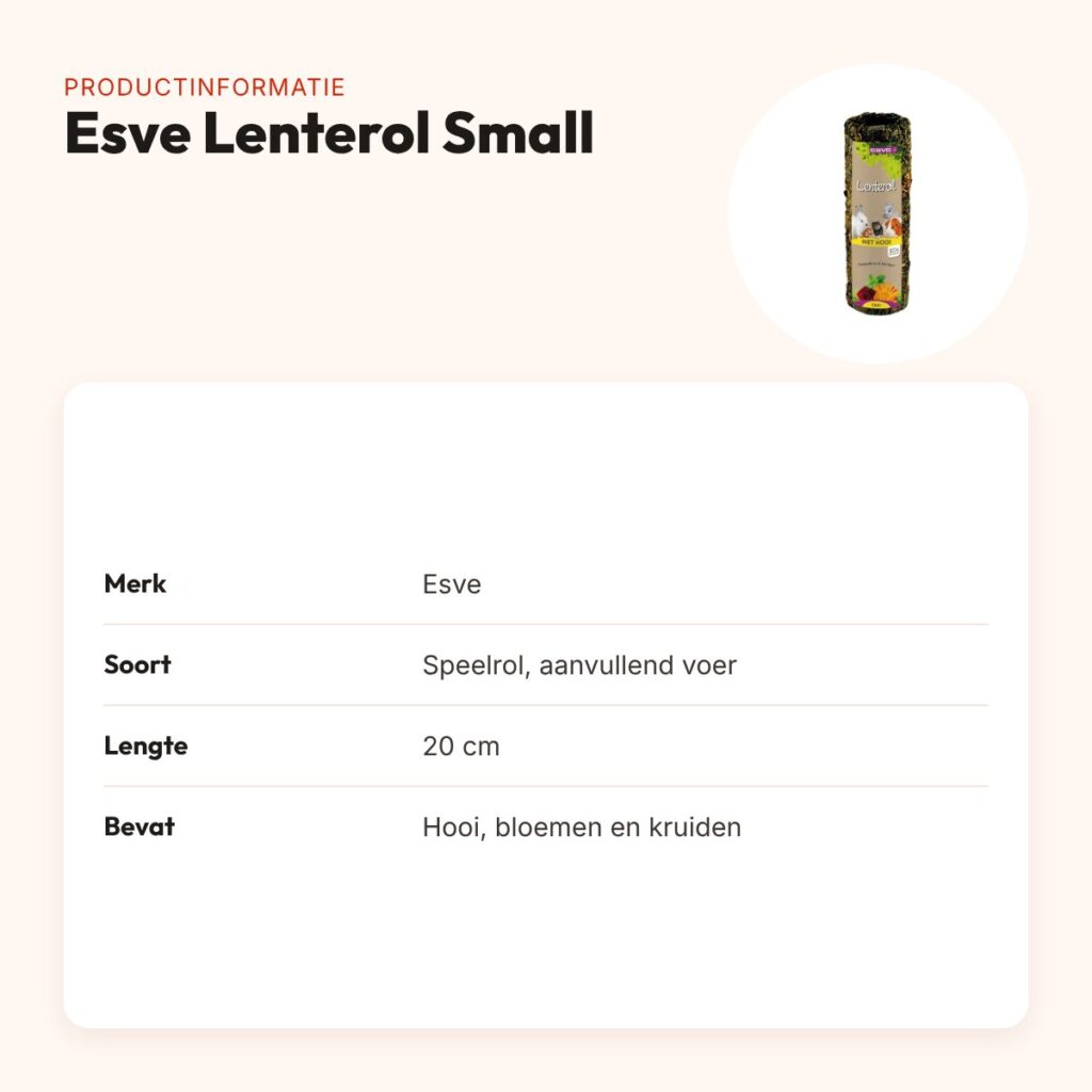 Esve Lenterol Small 20 cm – speelrol met hooi, bloemen en kruiden – productinformatie