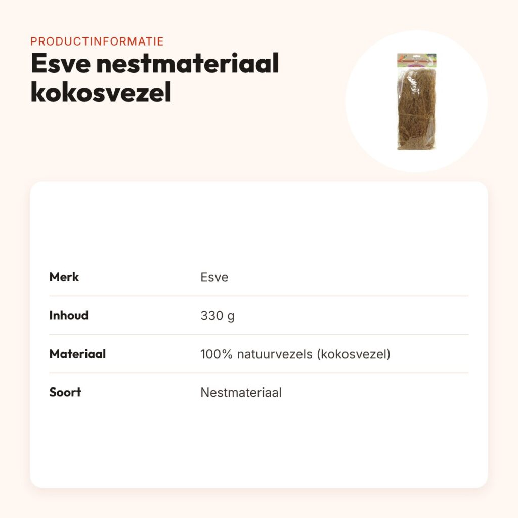 Esve nestmateriaal kokosvezel 330 g – compact en volledig verteerbaar – productinformatie