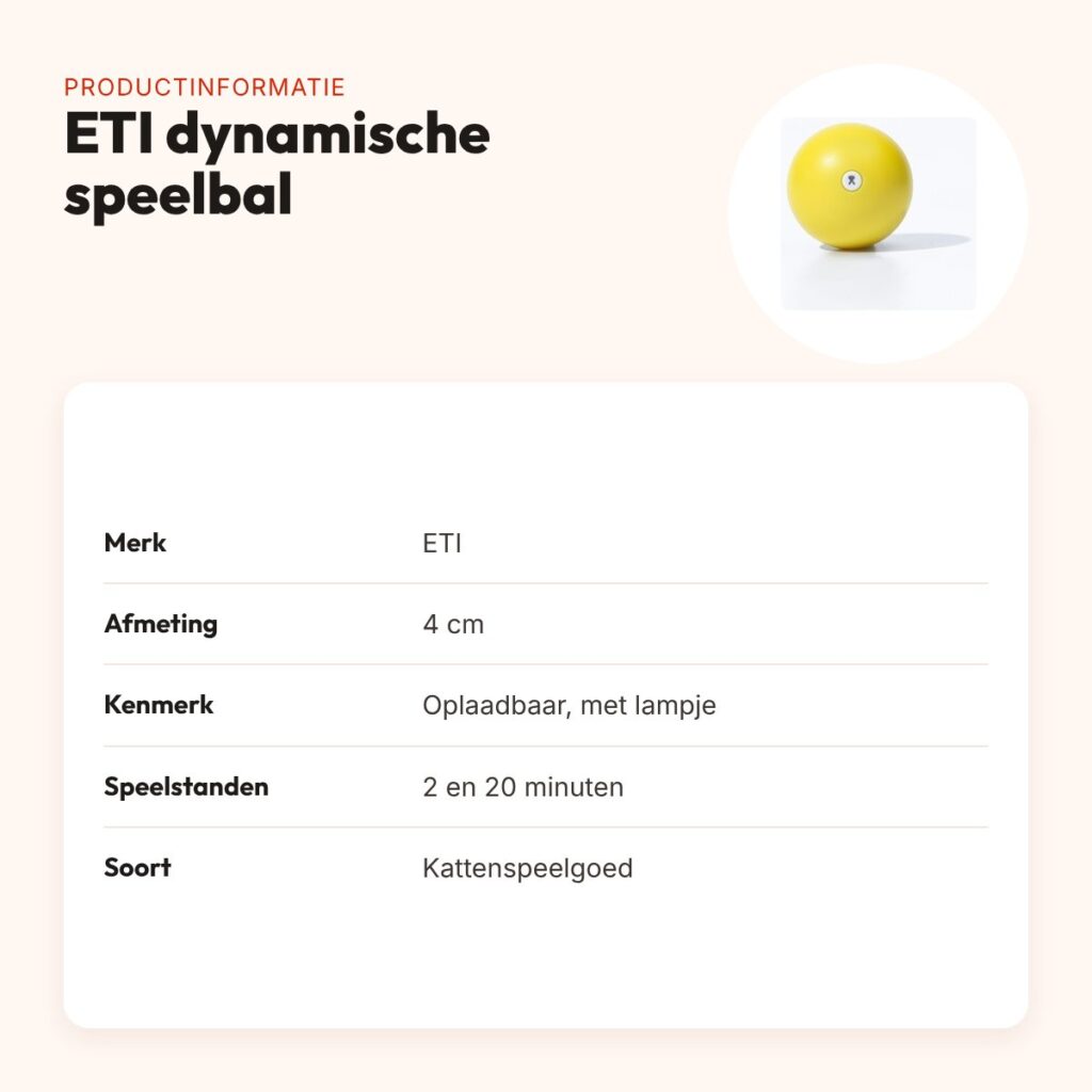 ETI dynamische speelbal voor katten 4 cm – interactief, met lampje – productinformatie