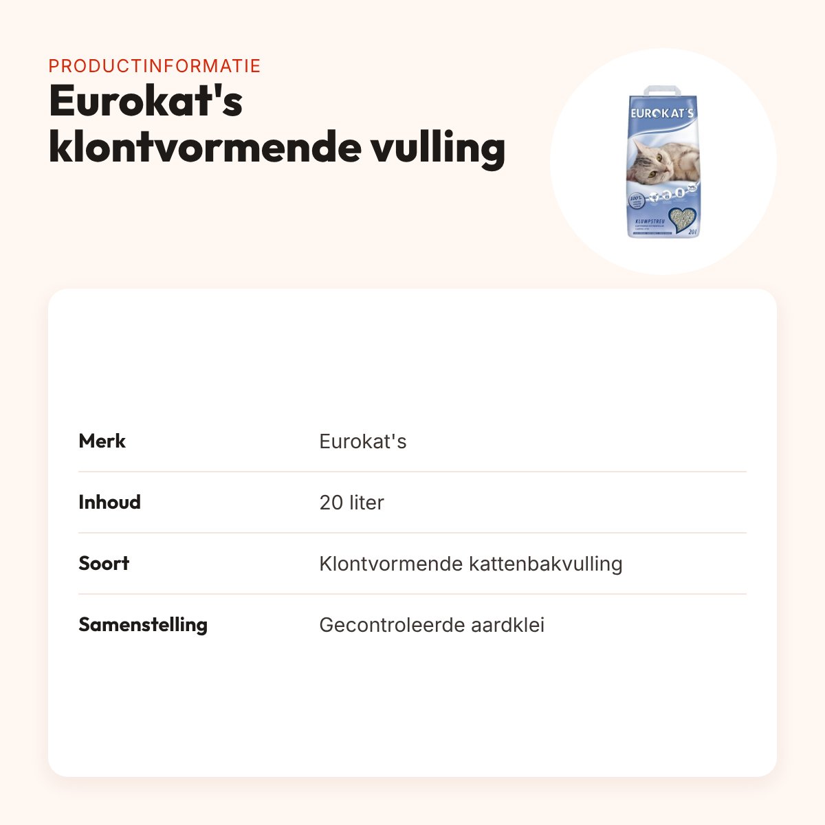 Eurokat's kattenbakvulling klontvormend 20 liter – superabsorberend – productinformatie