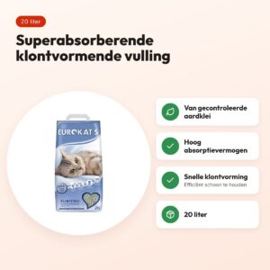 Eurokat's kattenbakvulling klontvormend 20 liter – superabsorberend – voordelen