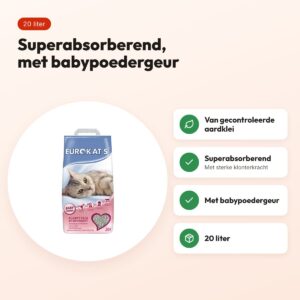 Eurokat's kattenbakvulling met babypoedergeur 20 liter – superabsorberend – voordelen