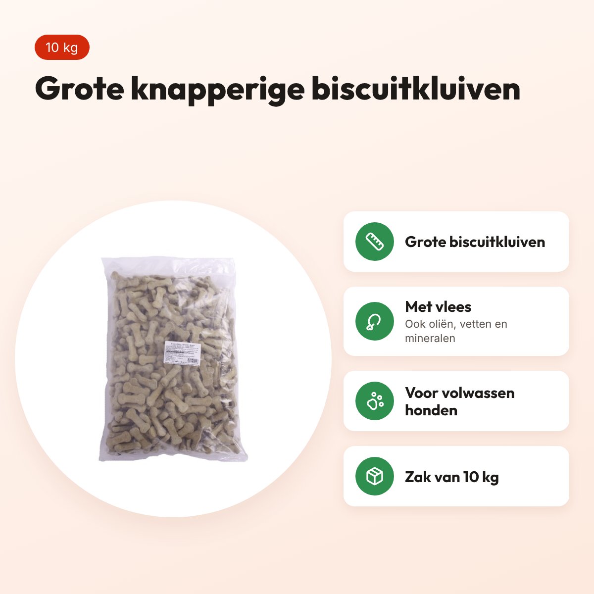 Excellent hondenkluif Grote Kluif 10 kg – knapperige biscuit – voordelen