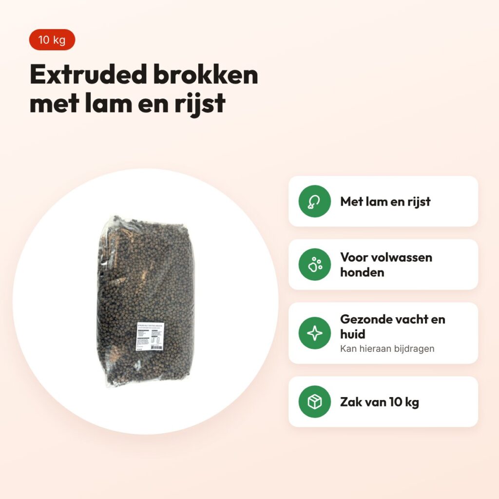 Excellent hondenvoer Budget Extruded Adult lam en rijst 10 kg – voordelen