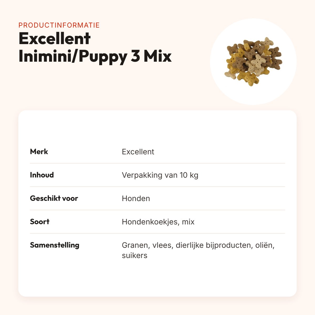 Excellent Inimini/Puppy 3 Mix 10 kg – hondenkoekjes – productinformatie