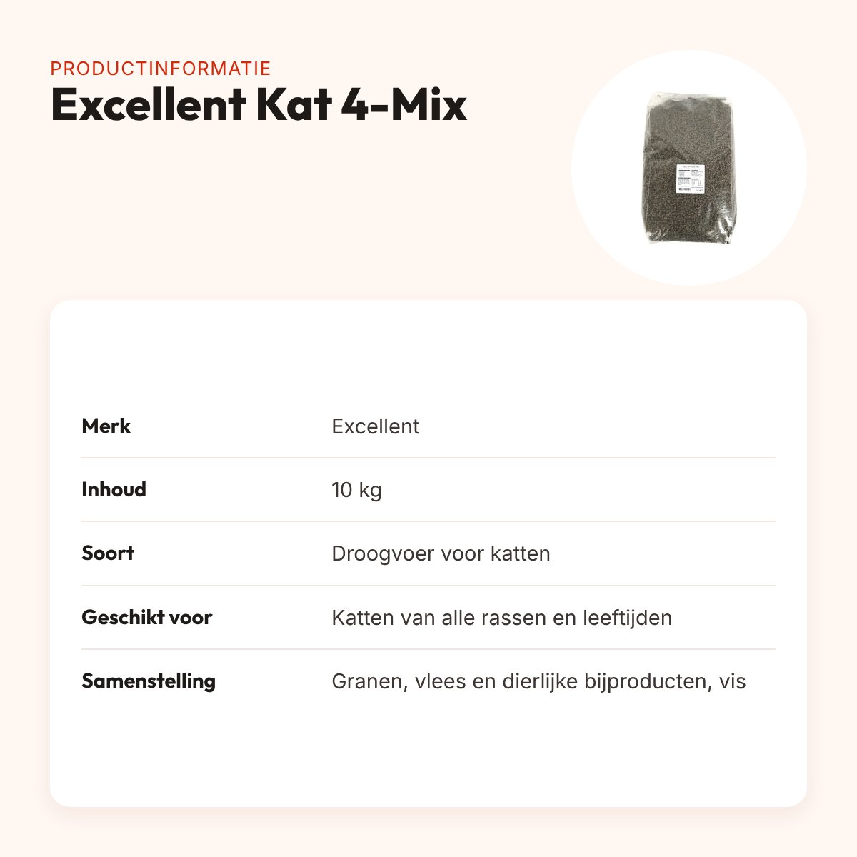 Excellent kattenvoer 4-Mix 10 kg – vlees en gevogelte – productinformatie
