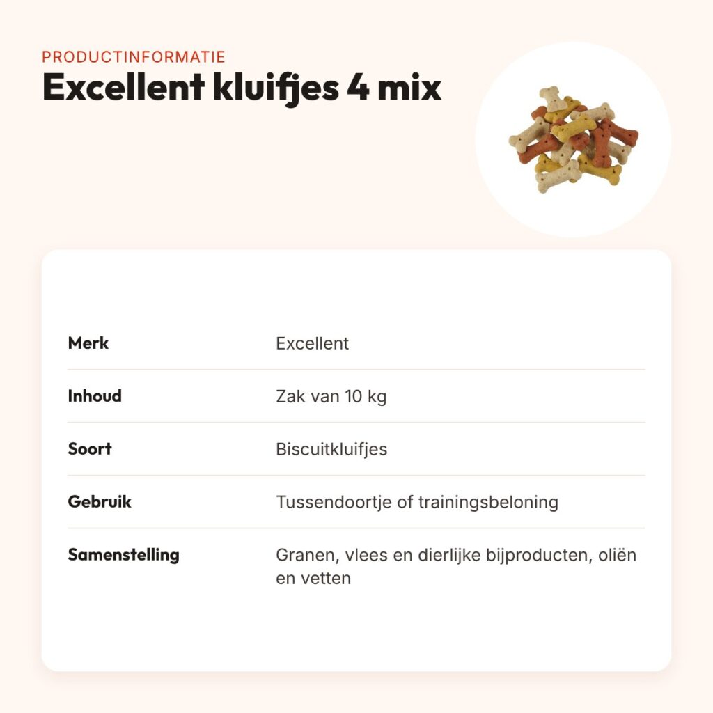 Excellent kluifjes 4 mix 10 kg – krokante biscuitkluifjes – productinformatie