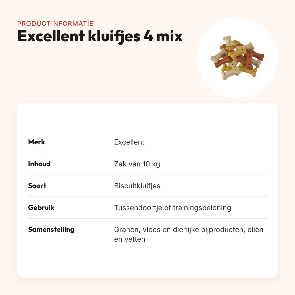 Excellent kluifjes 4 mix 10 kg – krokante biscuitkluifjes – productinformatie