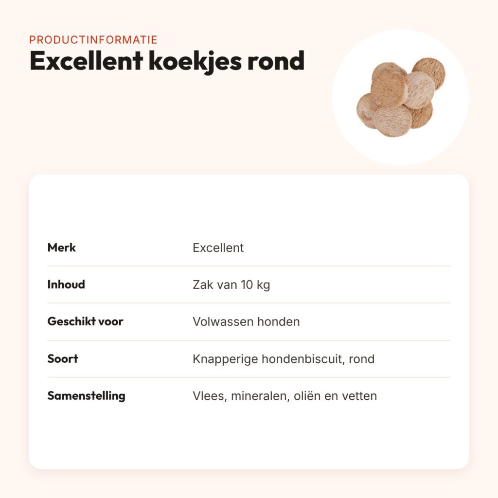 Excellent koekjes rond 10 kg – knapperige hondenbiscuit – productinformatie