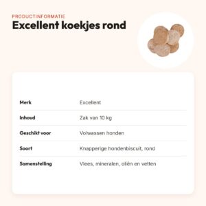 Excellent koekjes rond 10 kg – knapperige hondenbiscuit – productinformatie