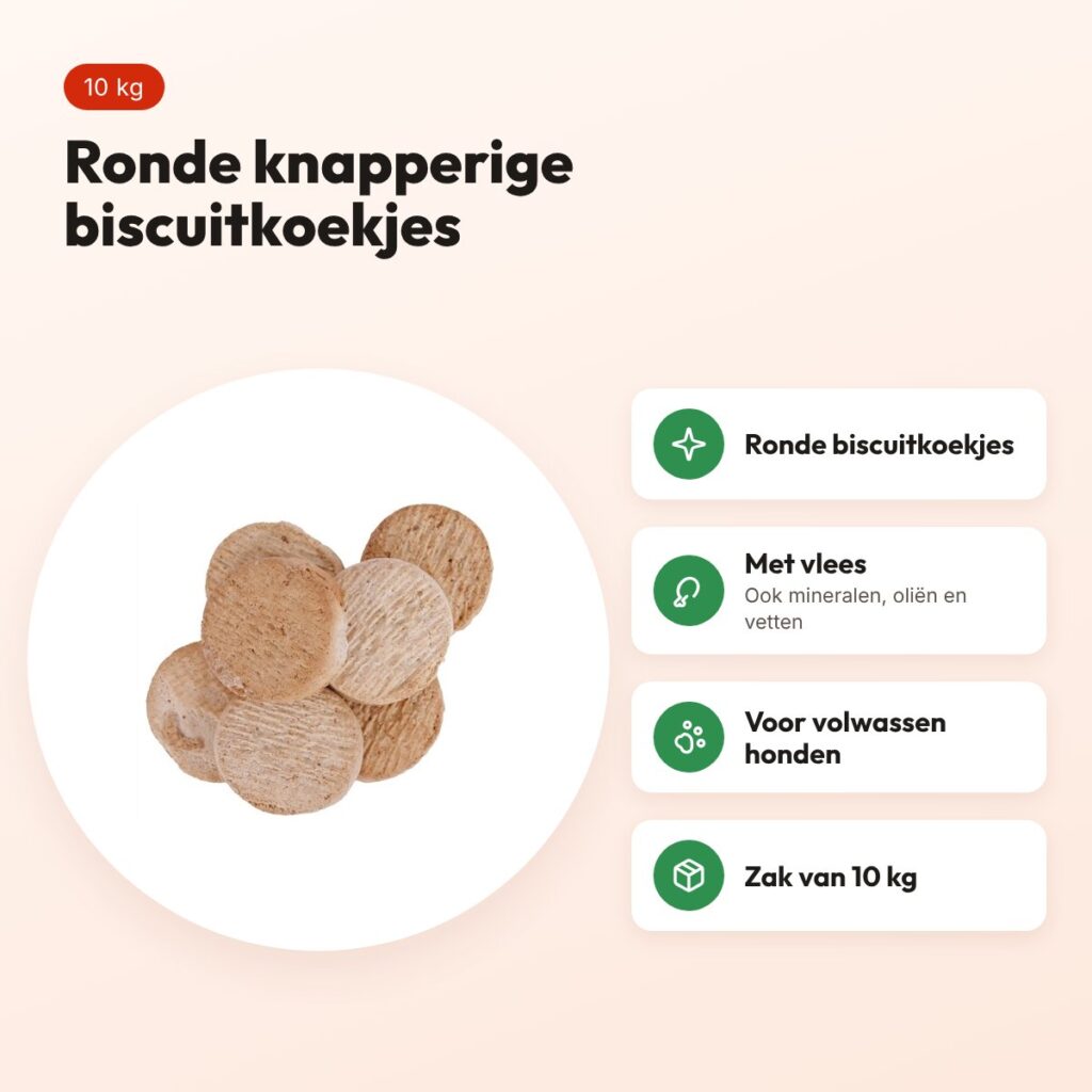 Excellent koekjes rond 10 kg – knapperige hondenbiscuit – voordelen