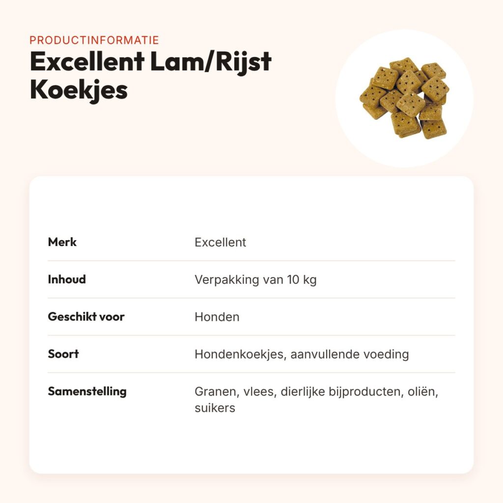 Excellent lam en rijst koekjes 10 kg – hondenkoekjes – productinformatie