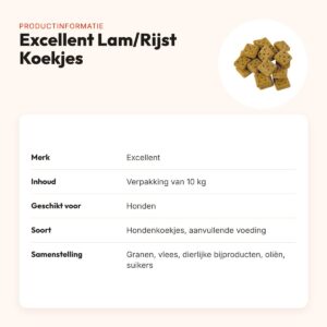 Excellent lam en rijst koekjes 10 kg – hondenkoekjes – productinformatie