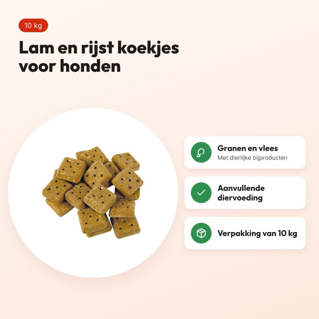 Excellent lam en rijst koekjes 10 kg – hondenkoekjes – voordelen