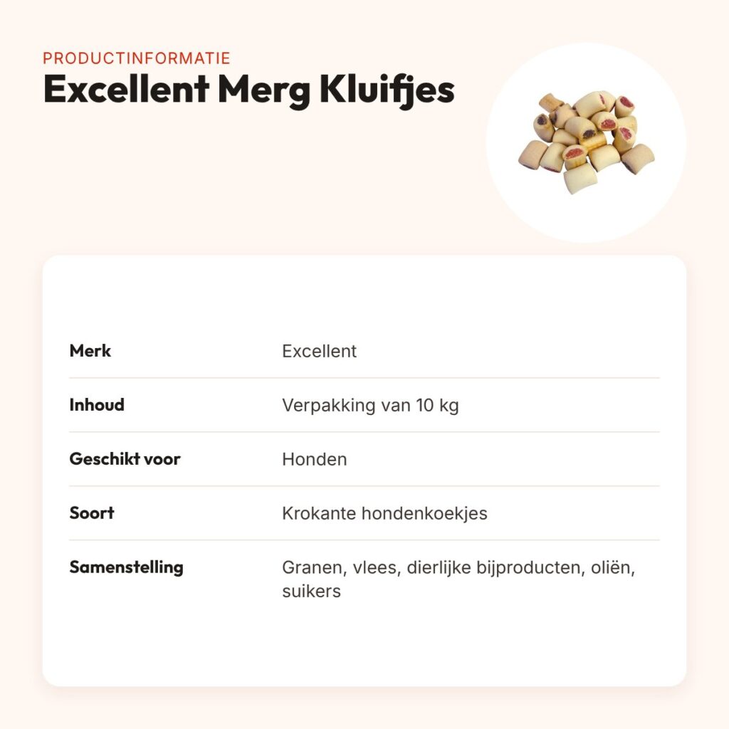 Excellent mergkluifjes 10 kg – krokante hondenkoekjes – productinformatie