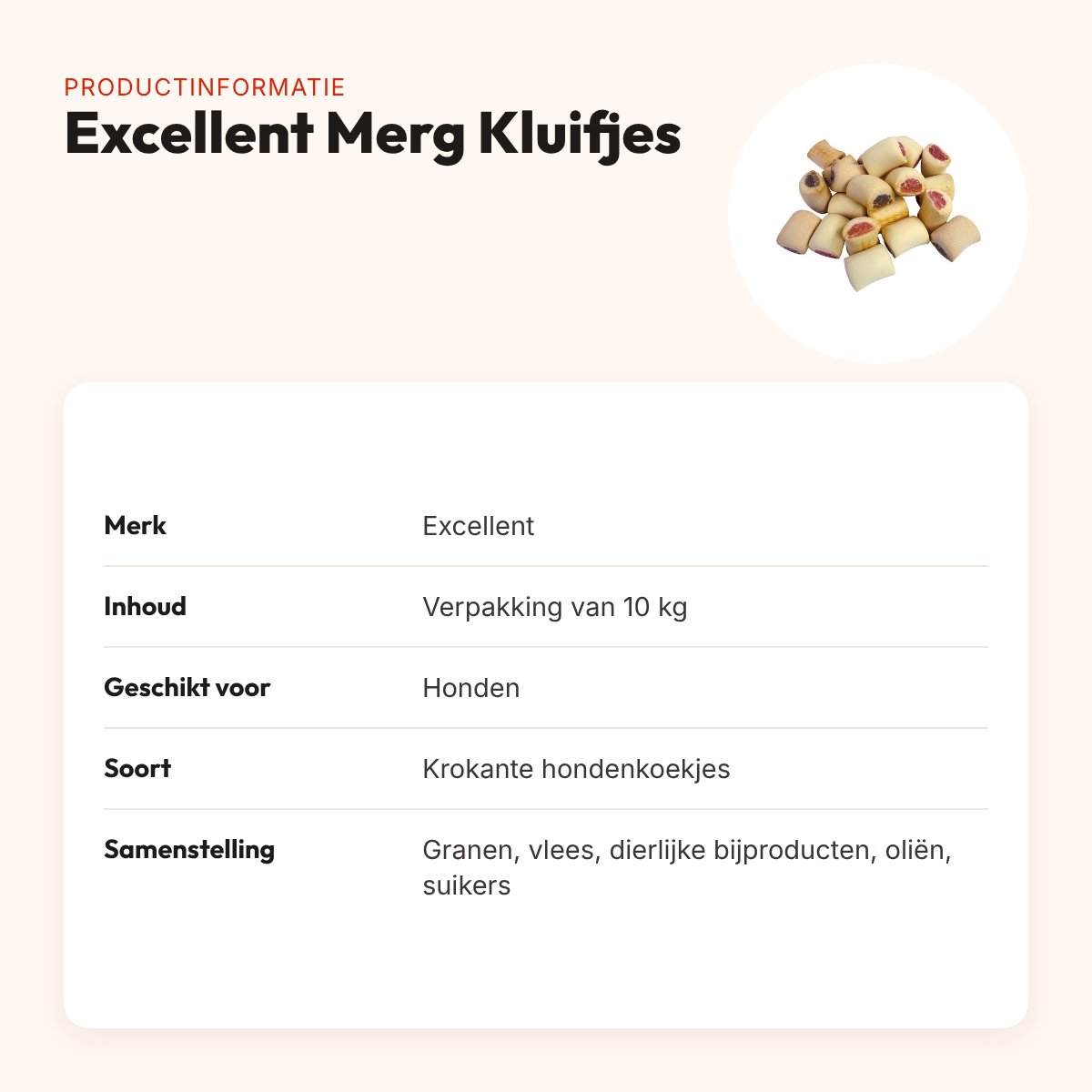 Excellent mergkluifjes 10 kg – krokante hondenkoekjes – productinformatie