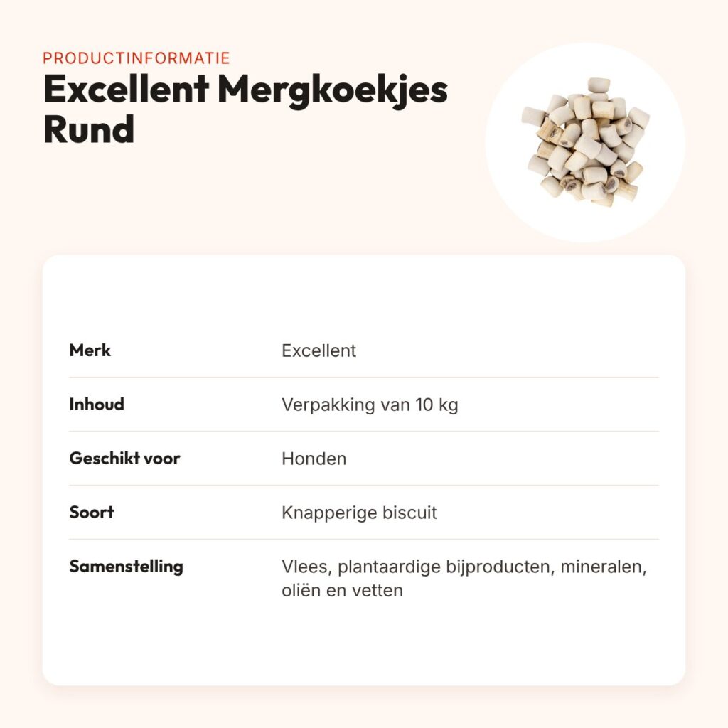 Excellent mergkoekjes rund 10 kg – knapperige hondenkoekjes – productinformatie