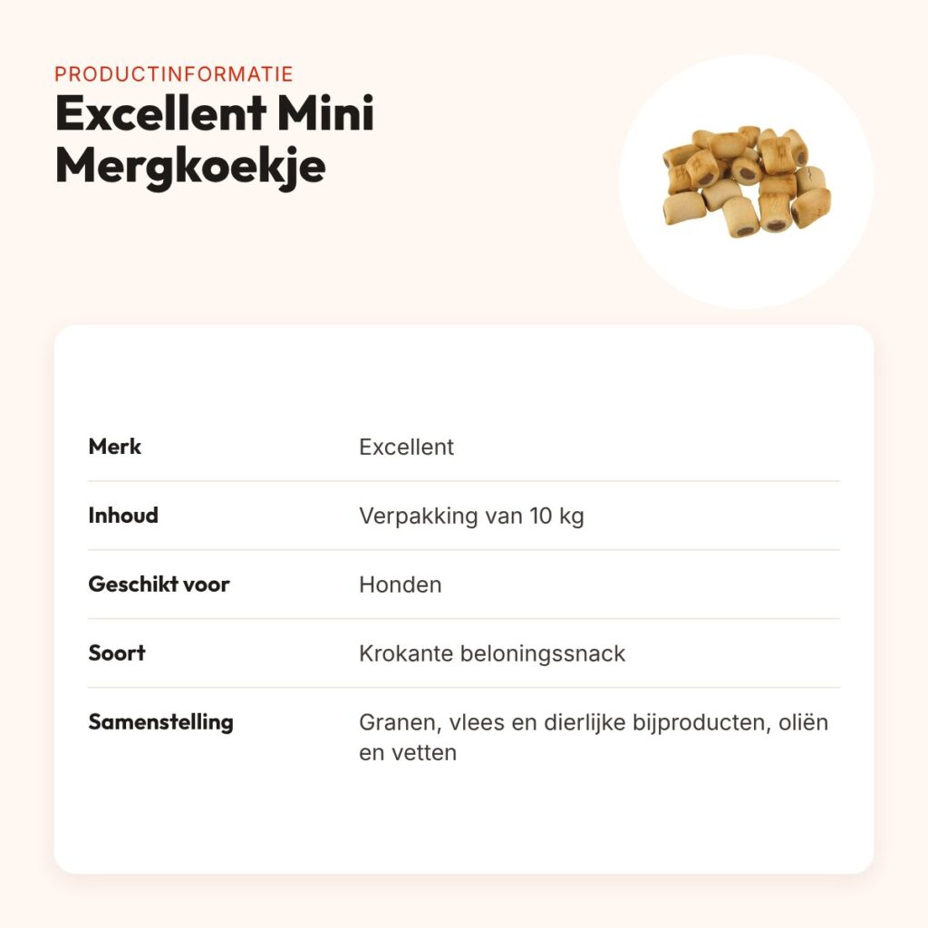 Excellent mini mergkoekje 10 kg – krokante beloningssnack – productinformatie