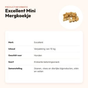 Excellent mini mergkoekje 10 kg – krokante beloningssnack – productinformatie