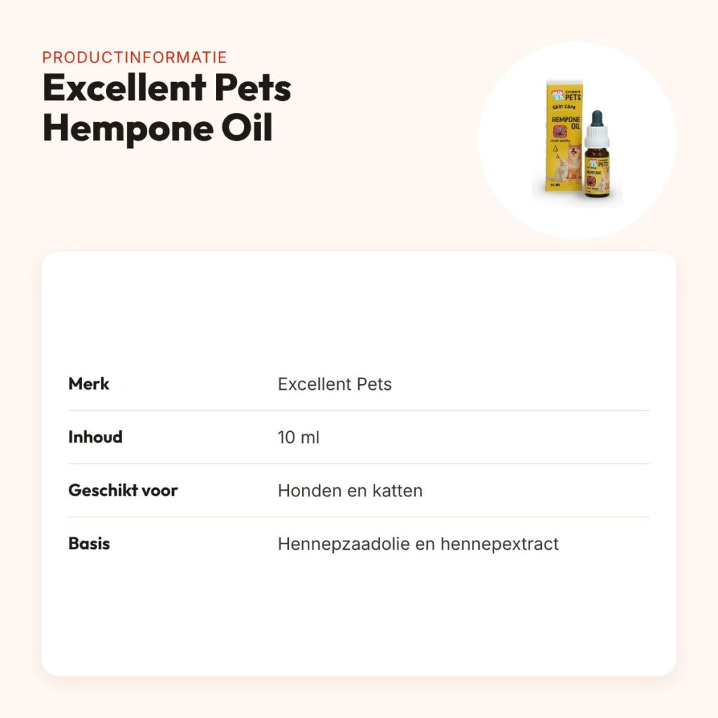 Excellent Pets Hempone Oil CBD-olie 10 ml – voor honden en katten – productinformatie