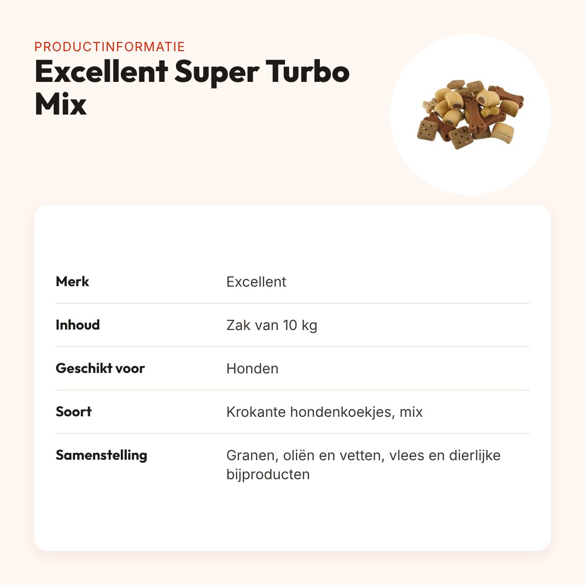 Excellent Super Turbo Mix 10 kg – krokante hondenkoekjes – productinformatie