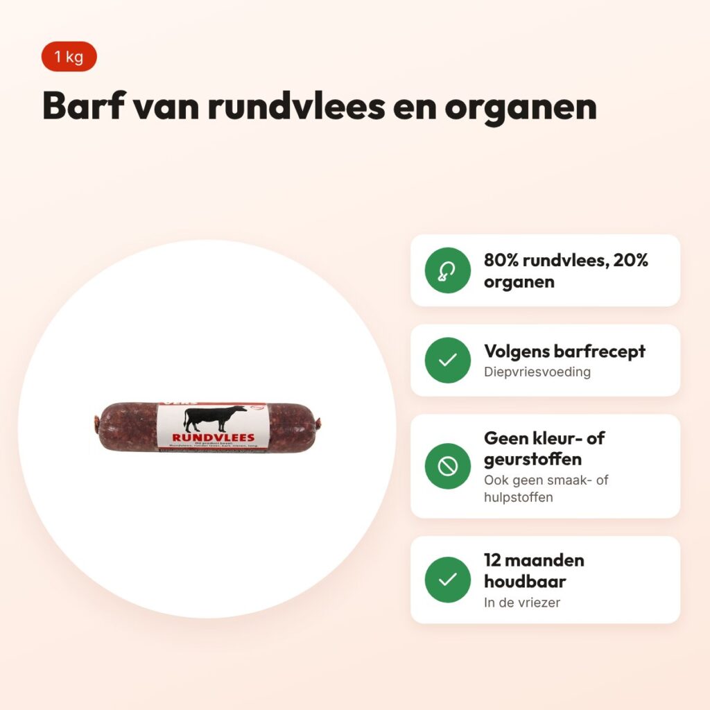 Excellent Vers diepvries hondenvoer rund 1 kg – barfrecept – voordelen