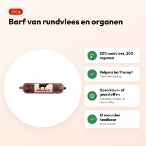 Excellent Vers diepvries hondenvoer rund 250 g – barfrecept – voordelen