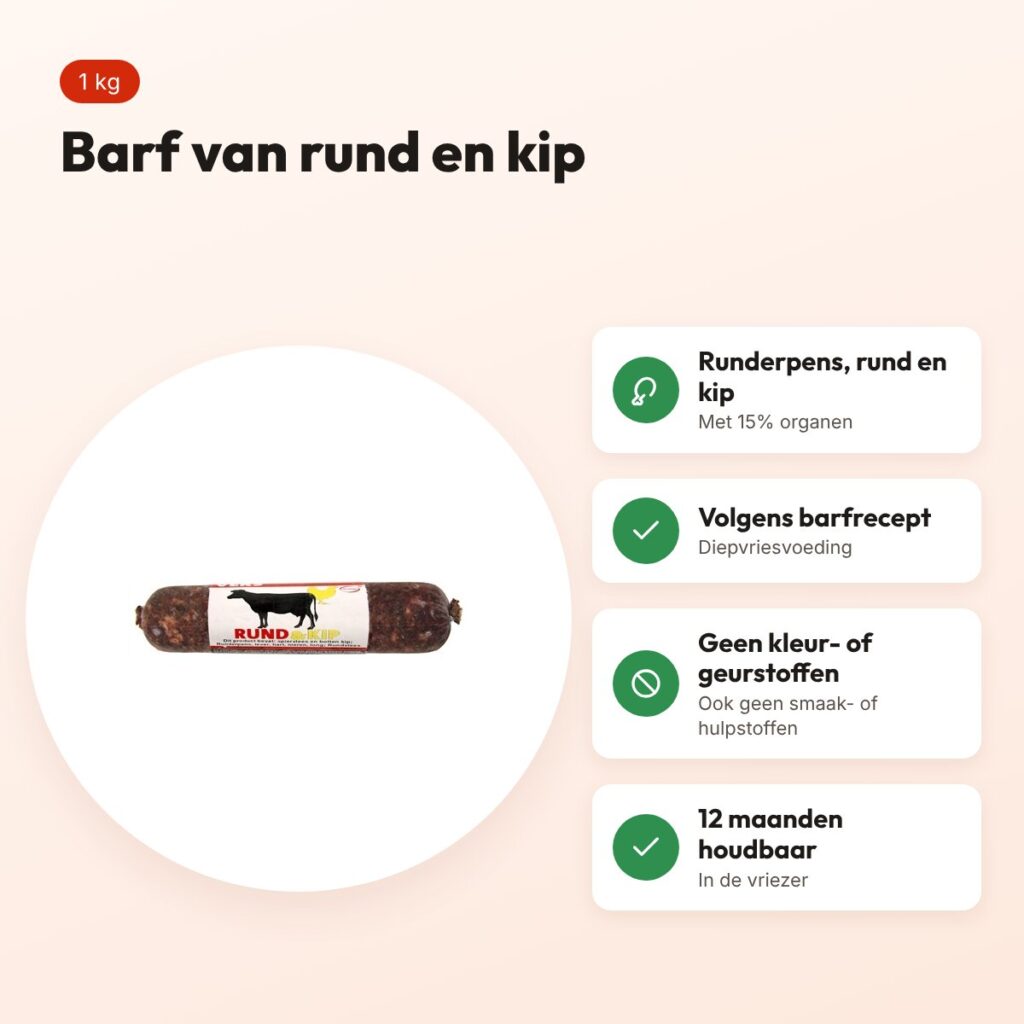 Excellent Vers diepvries hondenvoer rund en kip 1 kg – barfrecept – voordelen