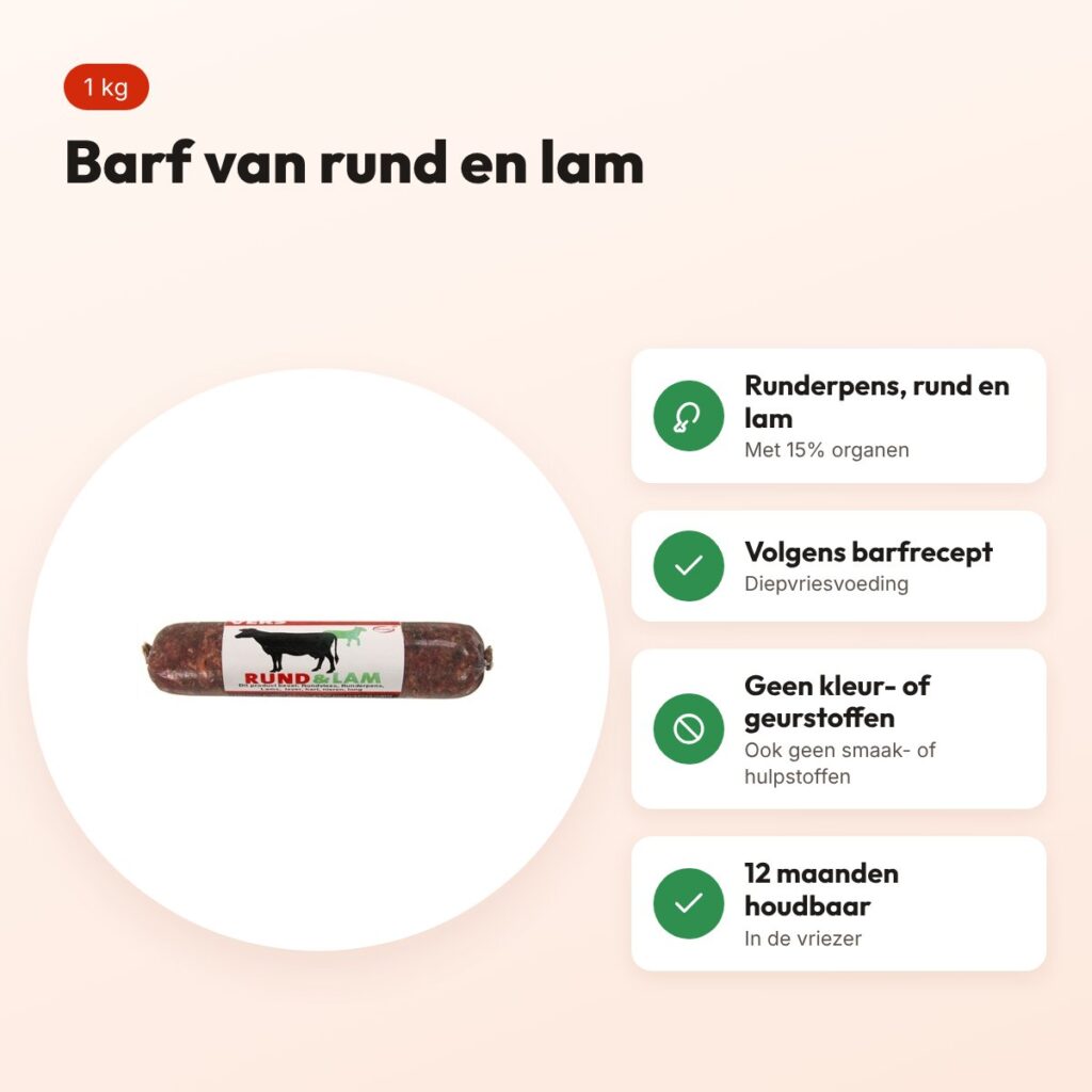 Excellent Vers diepvries hondenvoer rund en lam 1 kg – barfrecept – voordelen
