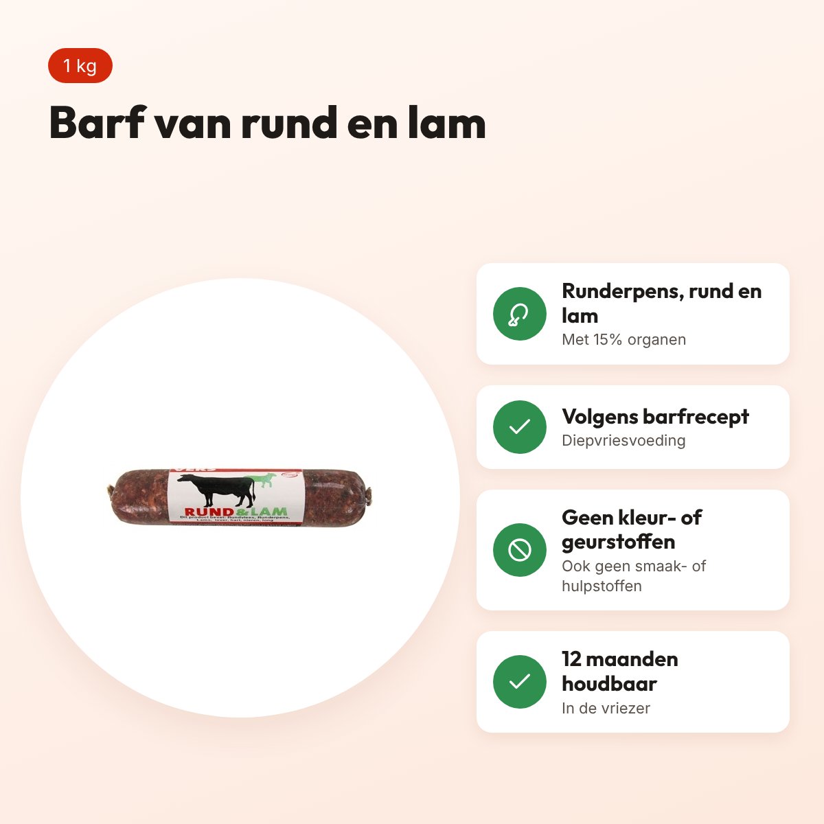 Excellent Vers diepvries hondenvoer rund en lam 1 kg – barfrecept – voordelen