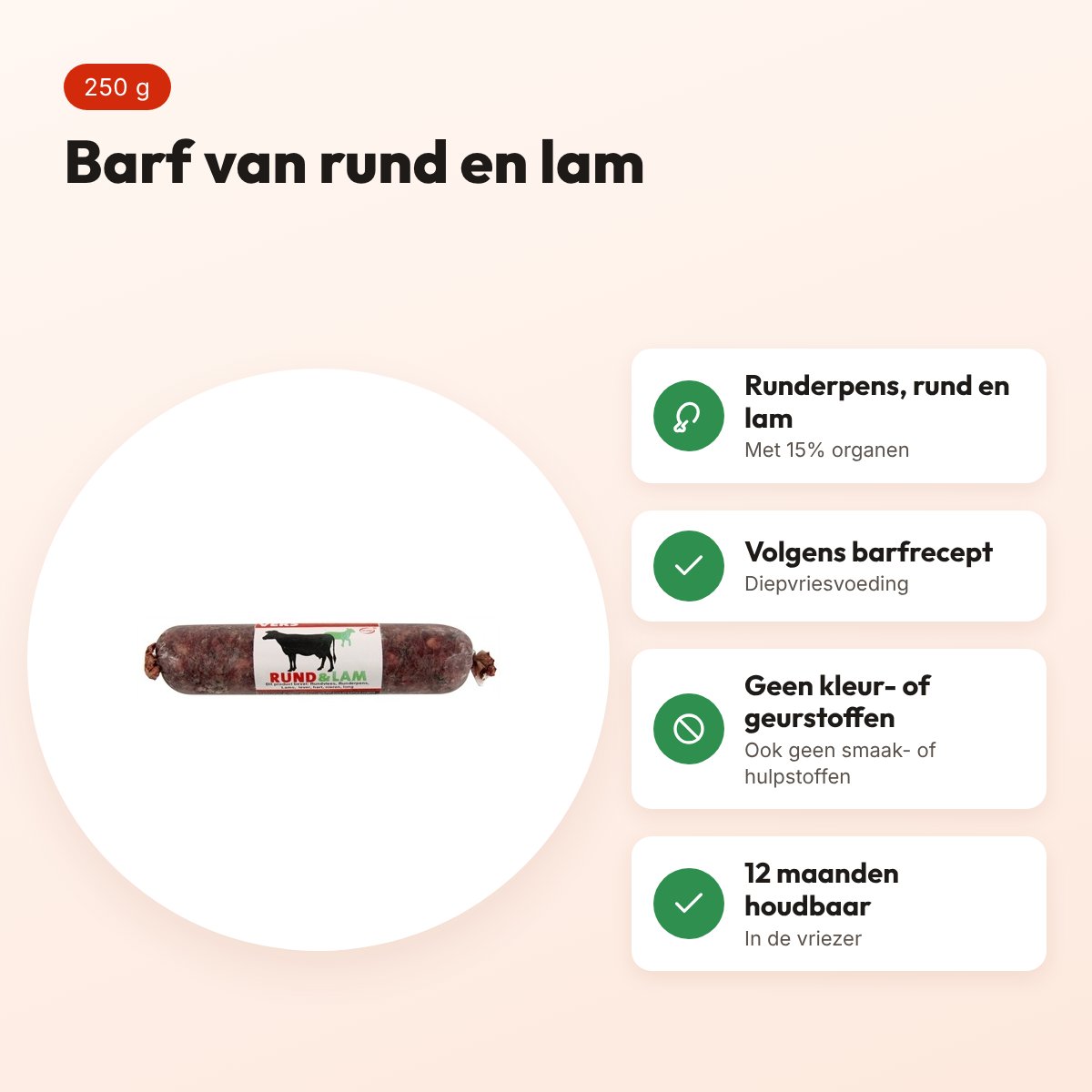 Excellent Vers diepvries hondenvoer rund en lam 250 g – barfrecept – voordelen