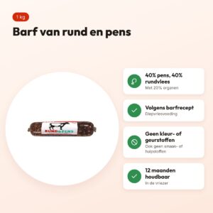 Excellent Vers diepvries hondenvoer rund en pens 1 kg – barfrecept – voordelen
