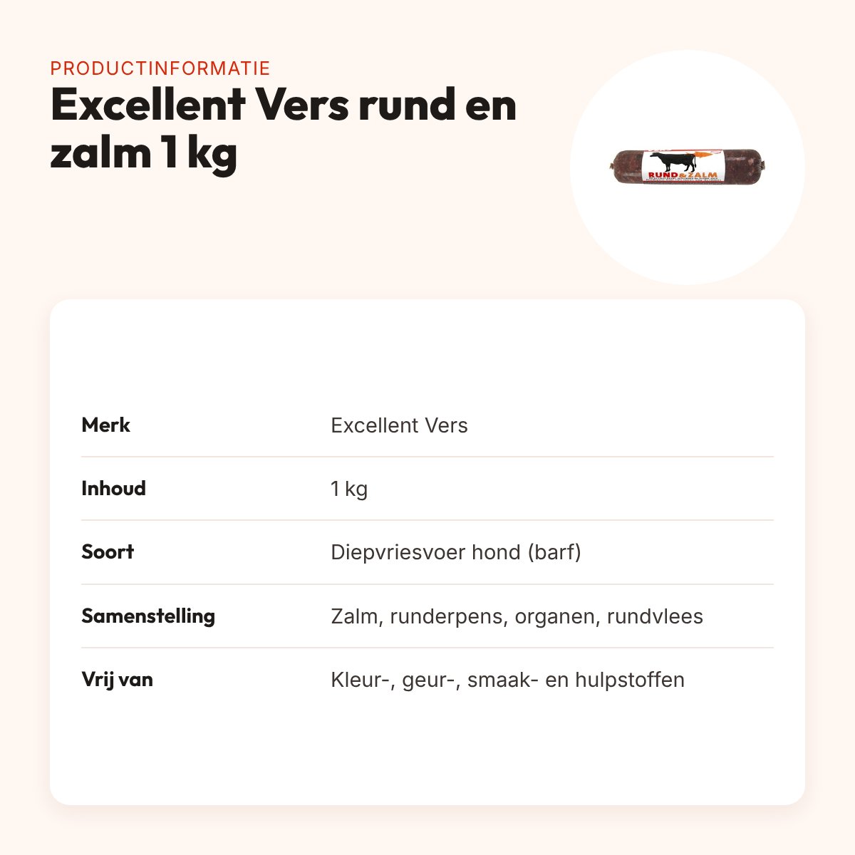 Excellent Vers diepvries hondenvoer rund en zalm 1 kg – barfrecept – productinformatie
