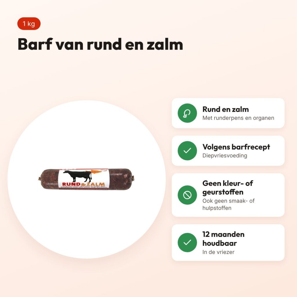 Excellent Vers diepvries hondenvoer rund en zalm 1 kg – barfrecept – voordelen