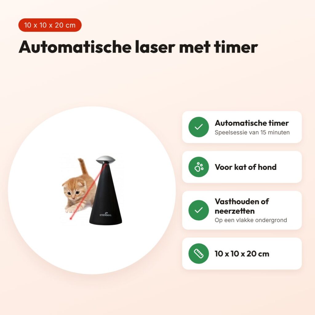 Eyenimal automatische laser voor kat of hond 10 x 10 x 20 cm – met timer – voordelen