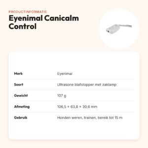 Eyenimal Canicalm Control ultrasone blafstopper en zaklamp – bereik 15 m – productinformatie