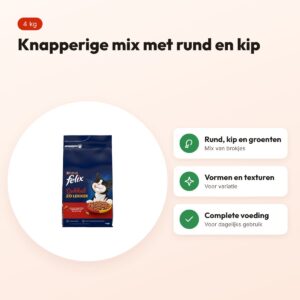 Felix kattenvoer Dubbel Zo Lekker rund, kip en rode biet 4 kg – voordelen