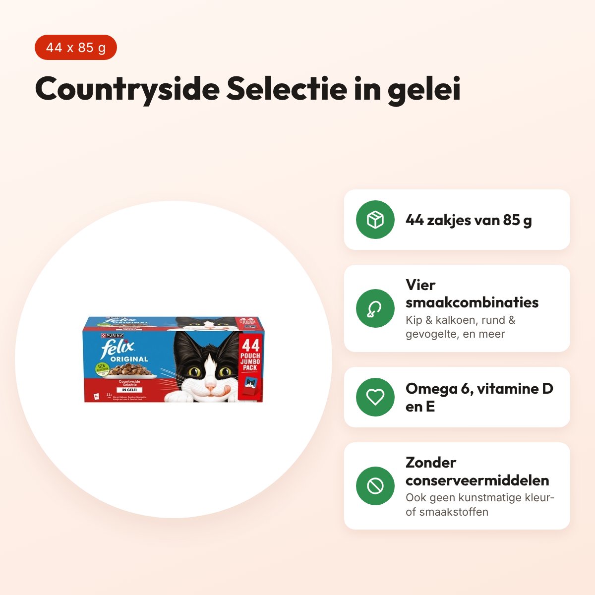 Felix kattenvoer Original Countryside Selectie in gelei 44 x 85 g – voordelen