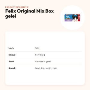 Felix kattenvoer Original Mix Box gelei 44 x 85 g – rund, kip, tonijn, zalm – productinformatie