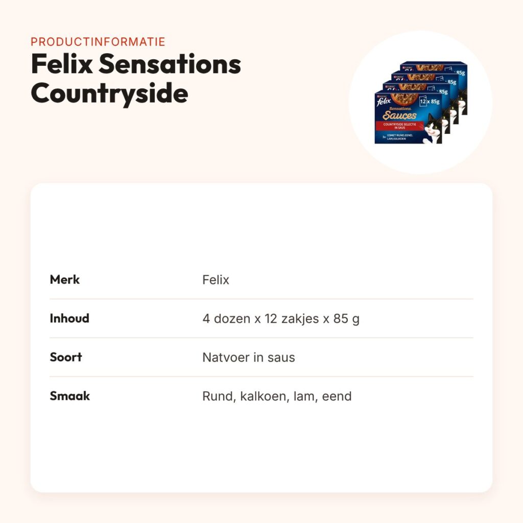 Felix kattenvoer Sensations Countryside Selectie in saus 4 x 12 x 85 g – productinformatie